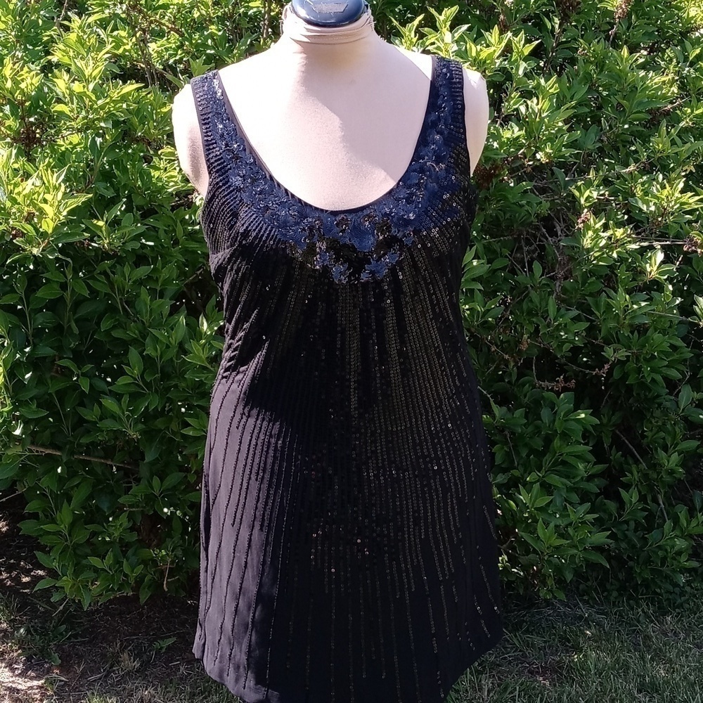 New tag White House Black Market formal midi dress sequin black